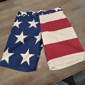 Loudmouth Golf Shorts Mens 38 Red White Blue Old Glory American Flag Patriotic